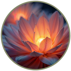 Leuchtende Lotusblüte als Symbol für die Herzenergie des Feuer-Elements